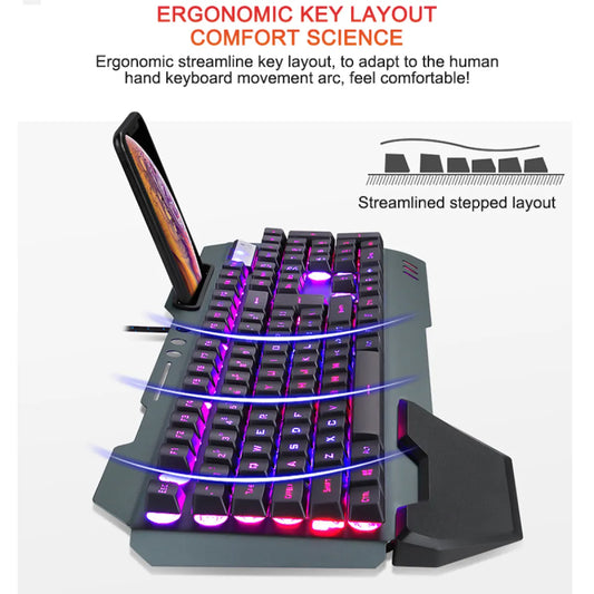 Ergonomic Wired RGB Gaming Keyboard